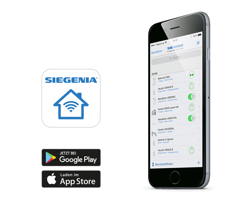Komfortsysteme Apps Siegenia Comfort App Tabs